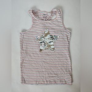 Carter's Girls tank flippy sequin star Size 14 red blue silver stripes
